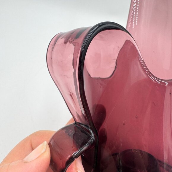 Le Smith Amethyst Glass Taper Candle Holder Mid century Modern MCM - Picture 2 of 12